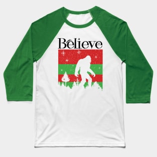 Believe Bigfoot Christmas Ugly Baseball T-Shirt